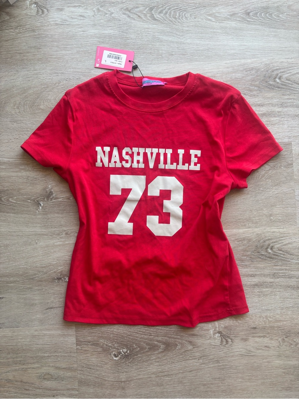 New Edikted Red 'Nashville 73' Graphic Tee